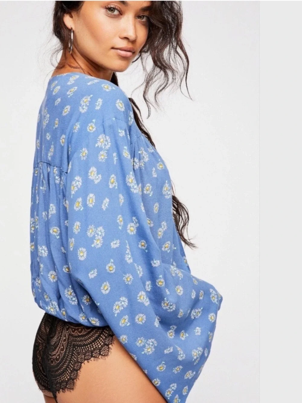 NWT Free People Intimates Forties feel blue daisy bodysuit sz xs